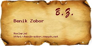 Benik Zobor névjegykártya